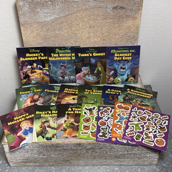 Lot of 13 Disney, Pixar Kids, Toddler Bedtime Story Books, 4 Sticker Sheets New - Picture 1 of 16